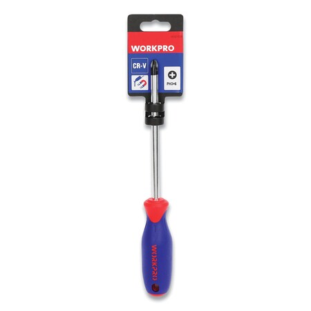 Workpro Straight-Handle Cushion-Grip Screwdriver, #3 Phillips Tip, 6" Shaft W021038WE